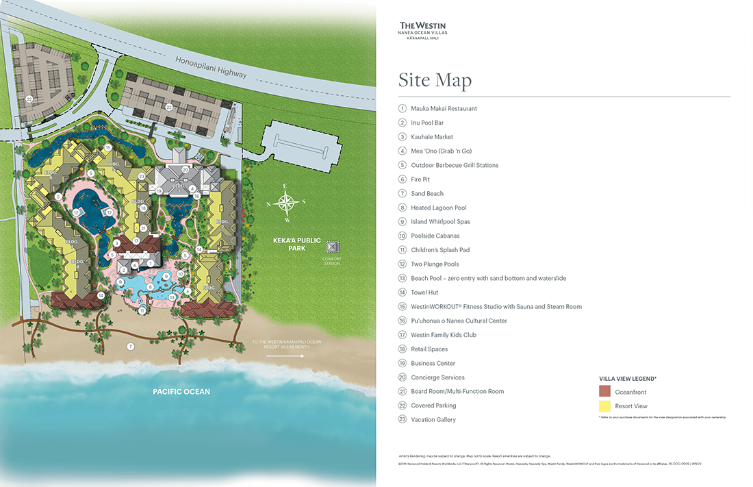 westin nanea room map